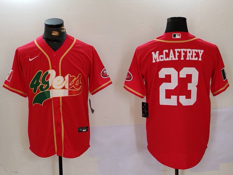 Men San Francisco 49ers #23 Mccaffrey Red Second generation Mexican Joint Name 2024 Nike Limited NFL Jersey style 1